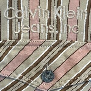Vintage Calvin Klein Jeans Striped Zip Front Shirt Jacket | 100% Cotton